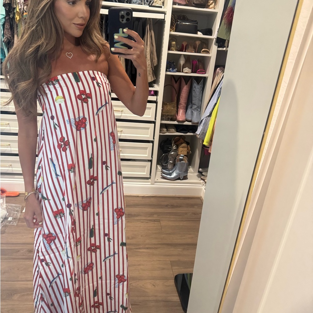 Red and White Striped Maxi Dress